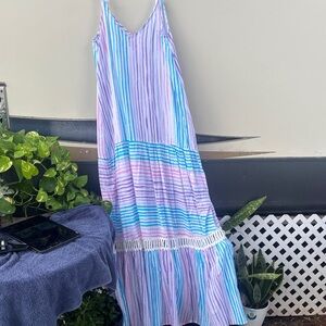Striped Multicolor Strapless Dress